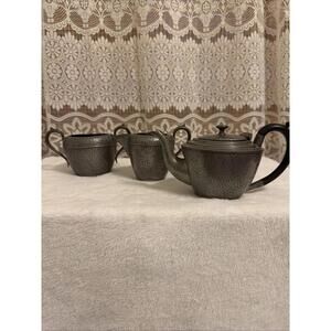 Tea Set "Civic" Pewter teapot, sugar bowl, Creamer Set